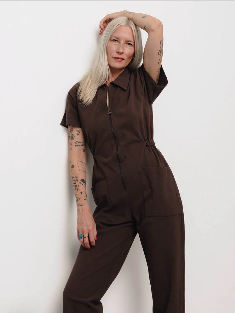 Noble Utility Suit Jumpsuit Chocolate Brown Size S